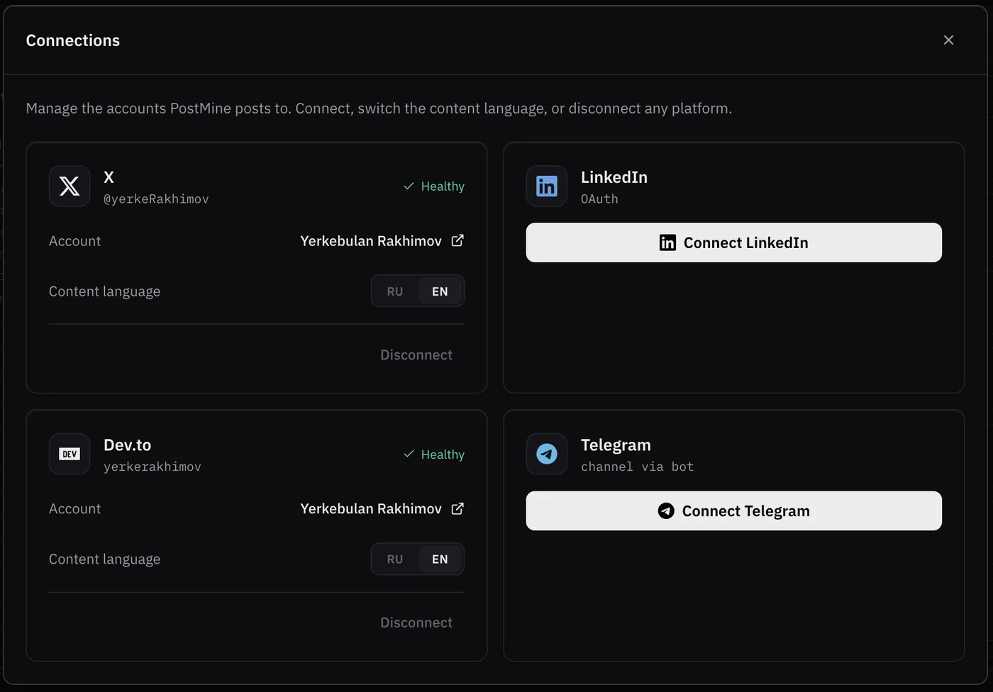 PostMine connections for learning the founder's writing context