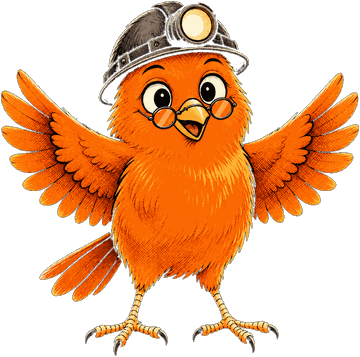 A cheerful orange canary opening its wings for a hug