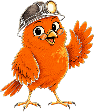 A cheerful orange canary waving hello